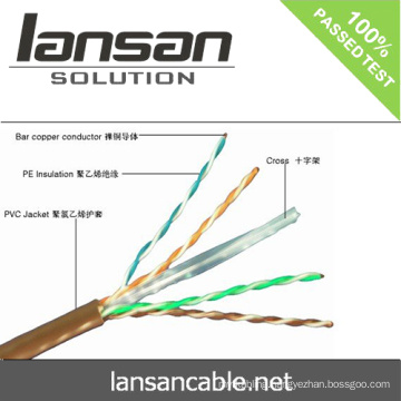 Lansan utp cable cat6 4p 24awg 305m BC pass fluke test good quality and factory price